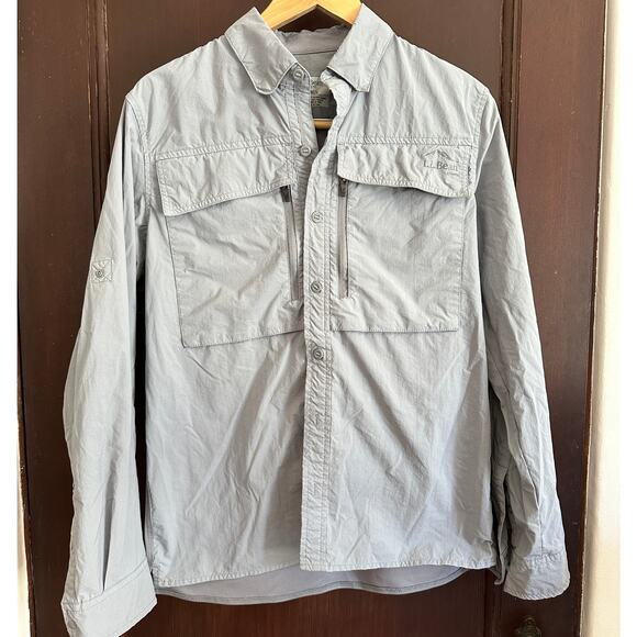 L.L. BEAN | Men's Gray Flap Pocket Stretch Panel Hiking Shirt Trekking |  Small - Picture 1 of 8